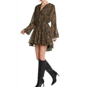 Super Cute!  Willow Emma Tiered Chiffon Long Sleeve Minidress. Sheer. Lined. XS